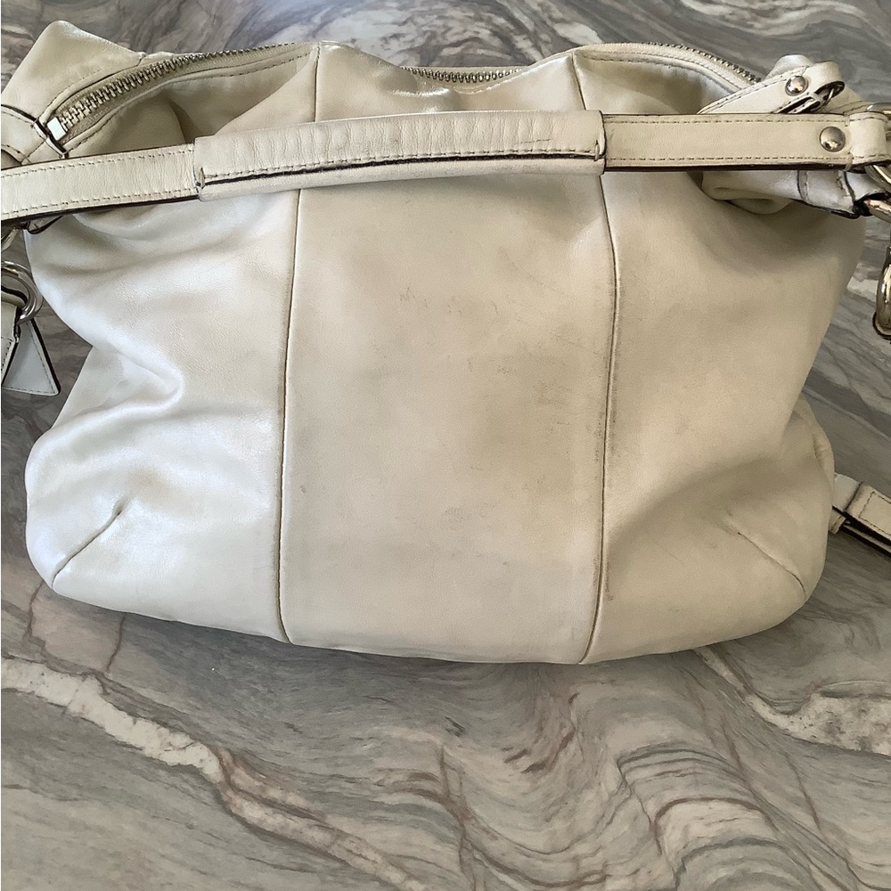Coach Kristin White Leather Convertible Satchel Crossbody Bag With Hang Tags - Picture 9 of 13